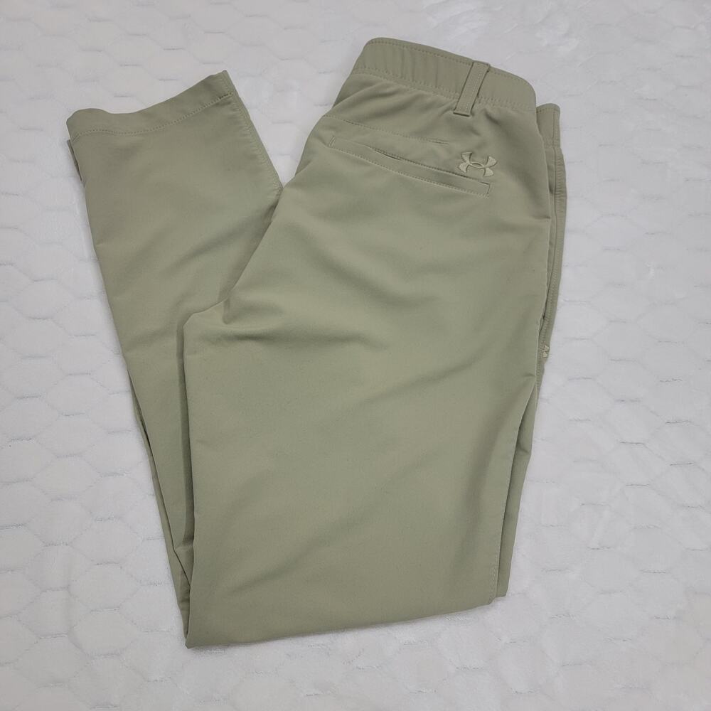 Under Armour Golf Pants Mens 32x30 Beige Khaki Flat Front Performance Stretch